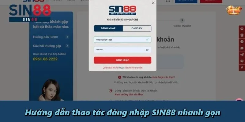 Hướng dẫn thao tác đăng nhập SIN88 nhanh gọn